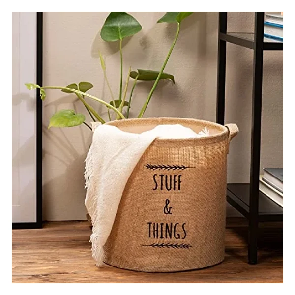 Ocean Home Textile Baskılı Jüt Silindir Sepet //30x31 - Görsel 6