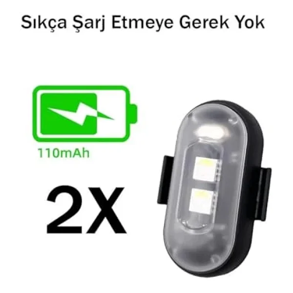 Unichrome Uzaktan Kumandalı 2'li Çakar LED/Şarjlı Mini LED Işık/Drone Işığı/Anti Çarpışma Uyarı Işığı - Görsel 2