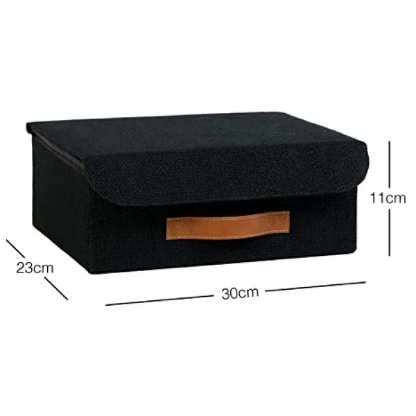 Ocean Home Textile Ocean Home Textile Çekmece İçi Siyah Renk Jüt Kapaklı Kutu 30 X 23 X 11 Cm - Görsel 4