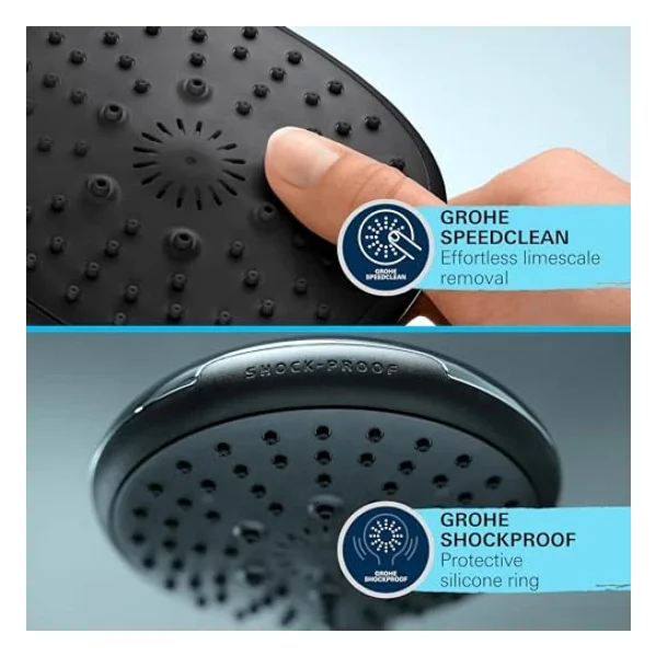 Grohe Vitalio Start 110 El Duşu, 1 Akışlı Yağmur Duşu, 110mm Yuvarlak Duş Başlığı, Kireç Önleyici Sistem, Krom, 27940001 - Görsel 4