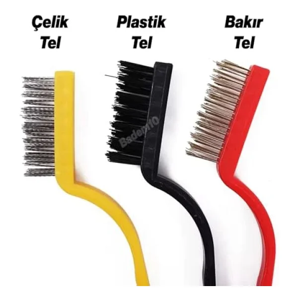 3'lü Set Mutfak Temizlik Tel Fırça Seti Plastik Çok Amaçlı Temizleme Fırçası Kir Pas Kireç Izgara - Görsel 6