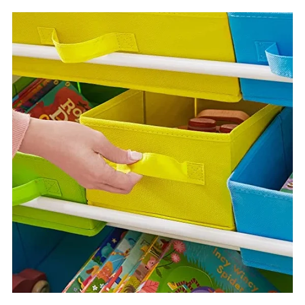 Songmics Çocuk Odası Rafı, 9 Çıkarılabilir Polar Sepetli Oyuncak Düzenleyici, Çocuk Odası Için Oyuncak Ve Kitaplık, Beyaz Çerçeve, Gkr31wt, 78 X 26,5 X 82,5 Cm - Görsel 5
