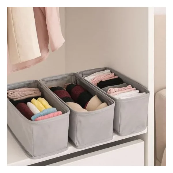 Deconox 4 Adet Tek Boy Katlanabilir Çekmece Organizer Seti Dolap İçi Saklama Kutusu İç Giyim, Çorap Ve Aksesuar Düzenleyici Telli Dik Duruş Sağlayan Kumaş Dolap Düzenleyici 30x15x12.5cm - Görsel 7