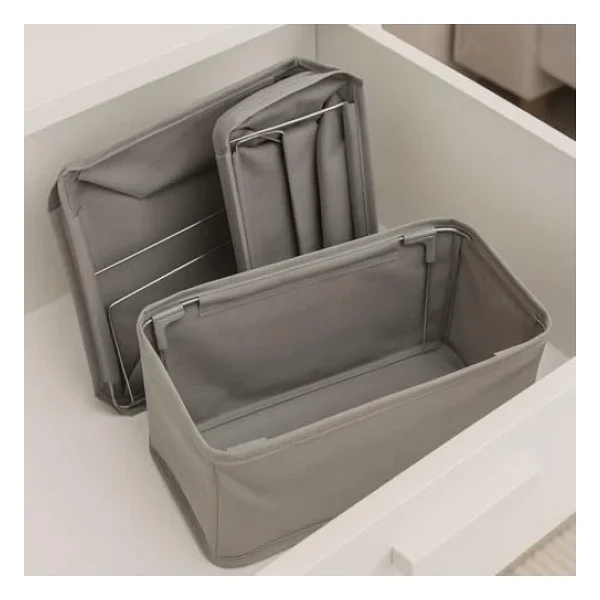 Deconox 4 Adet Tek Boy Katlanabilir Çekmece Organizer Seti Dolap İçi Saklama Kutusu İç Giyim, Çorap Ve Aksesuar Düzenleyici Telli Dik Duruş Sağlayan Kumaş Dolap Düzenleyici 30x15x12.5cm - Görsel 4