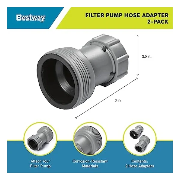 Bestway Flowclear Yer Üstü Filtre Pompası Havuz Hortumu Adaptörü, Hortum Çapı 1,5 "(38 Mm) Ölçer Ve 1,25" (32 Mm) Çaplı Havuz Vanalarına Bağlanır - Görsel 2