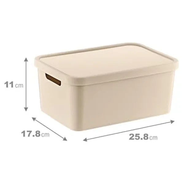 Smartware 4'lü Set Stafi Çok Amaçlı Kapaklı Kutu Latte 4,5 Lt - Latte, Çok Amaçlı Kapaklı Kutu, Ev-Ofis-Depo İçin, Kapaklı Saklama Kutusu - Görsel 6