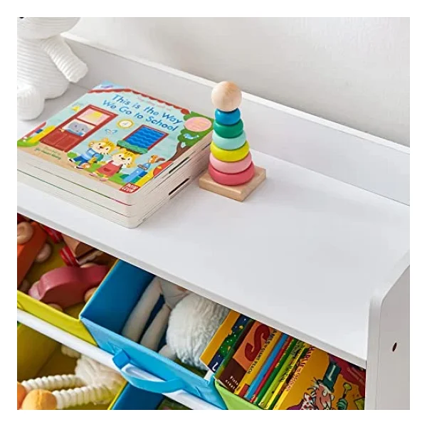 Songmics Çocuk Odası Rafı, 9 Çıkarılabilir Polar Sepetli Oyuncak Düzenleyici, Çocuk Odası Için Oyuncak Ve Kitaplık, Beyaz Çerçeve, Gkr31wt, 78 X 26,5 X 82,5 Cm - Görsel 6