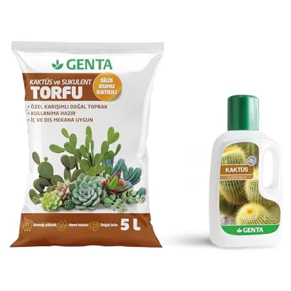 Genta Kaktüs Bakım Paketi - Kaktüs Toprağı - Kaktüs Besini - Görsel 3