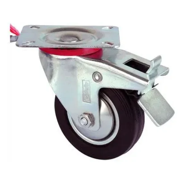 Servis Tekeri - Tablalı Frenli Siyah Döner - Çap 100 Mm - Görsel 5