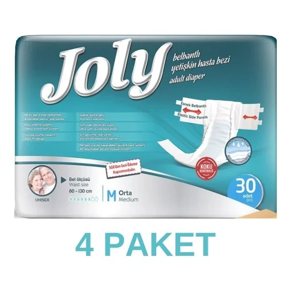 Joly Belbantlı Orta Boy M 30'lu 4 Adet Hasta Bezi - Görsel 3