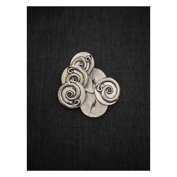 Nesgo Moda Antik Gümüş Görünümlü Spiral Rölyefli Metal Düğme Seti - Görsel 3