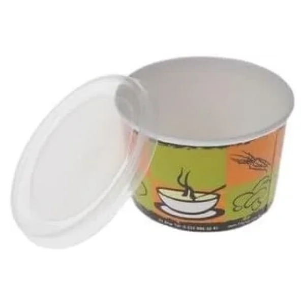 Marifetlerim - Kapaklı Karton Çorba Kasesi 25 Adet 16 Oz - Görsel 3