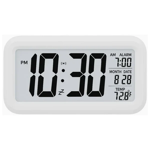 Mr LED Ekranlı Dijital Masa Saati & 2 Alarm Kademeli Kronometre Seti - Alarm, Tarih, Sıcaklık Göstergeli Modern Masa Saat Seti (Beyaz Kronometre) - Görsel 4