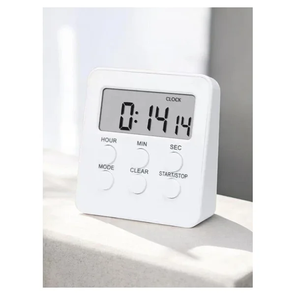 Mr LED Ekranlı Dijital Masa Saati & 2 Alarm Kademeli Kronometre Seti - Alarm, Tarih, Sıcaklık Göstergeli Modern Masa Saat Seti (Beyaz Kronometre) - Görsel 3