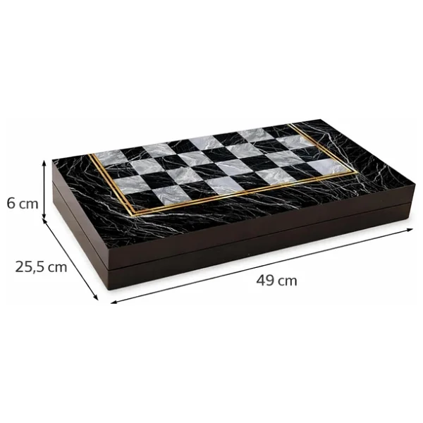 Star Tavla Platin Mermer Büyük Boy 12 Mm Mdf Kasa, Parlak Selefon Kaplama, Çizilmeye Karşı Dirençli Coex Kaplama Mıknatıslı Kapama Şık Ve Kaliteli Sağlam - Görsel 5
