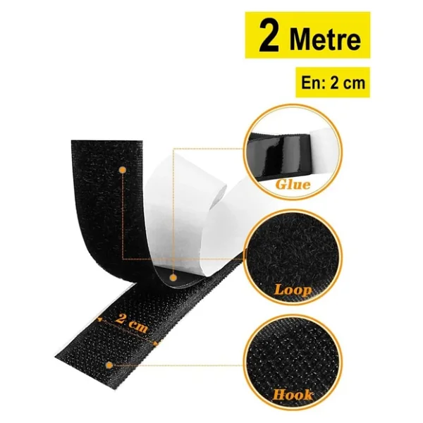 Dünya Magnet Yapışkanlı Siyah Cırt Cırtlı Bant 2 Mt Amerikan Fermuarı 2 Cm Genişlik Cırt Band Cırt Cırt Bant - Görsel 6
