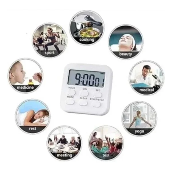 Mr LED Ekranlı Dijital Masa Saati & 2 Alarm Kademeli Kronometre Seti - Alarm, Tarih, Sıcaklık Göstergeli Modern Masa Saat Seti (Beyaz Kronometre) - Görsel 5