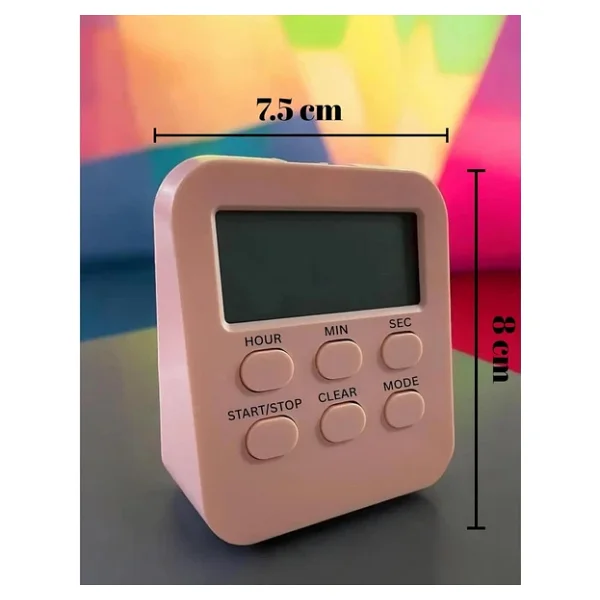 Öğrenci Ders Çalışma Saati Kronometreli Araç Saati Mutfak Bozdolabı Magnet Saat Zamanlayıcı Pembe - Görsel 7