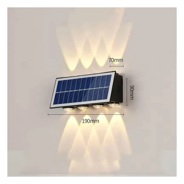 20w Güneş Enerjili Dış Mekan Bahçe Duvar Lambası - Cata Kos Solar LED Aplik - Ip65 Su Geçirmez, 3200k Gün Işığı & Amber Dekoratif Aydınlatma (Gün Işığı) - Görsel 6