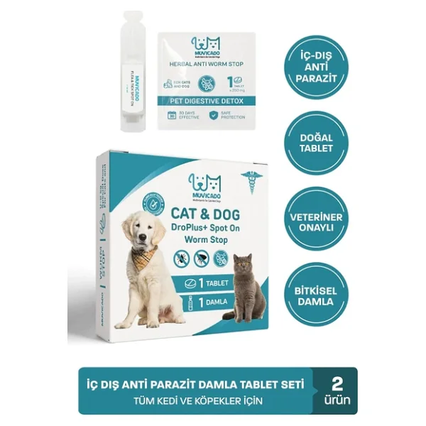 Kedi Köpek Worm Stop İç Dış Parazit Damla Tablet Seti - Görsel 2