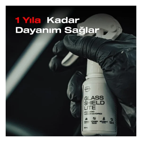 Nasiol Glasshield Lite Araç Nano Yağmur Kaydırıcı Ve Su Itici Sprey-50 Ml-1 Yıl Etkili-Cam Koruma - Görsel 4