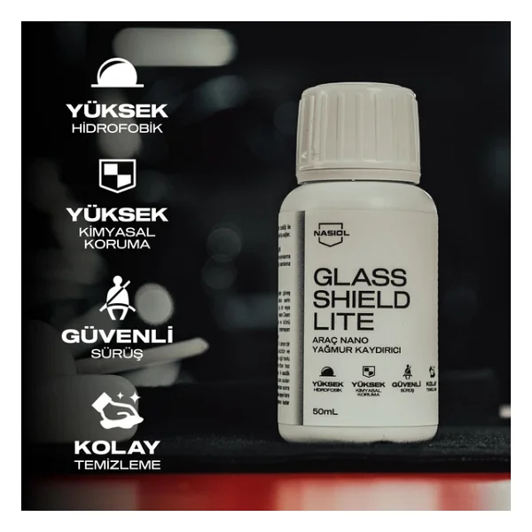 Nasiol Glasshield Lite Araç Nano Yağmur Kaydırıcı Ve Su Itici Sprey-50 Ml-1 Yıl Etkili-Cam Koruma - Görsel 3