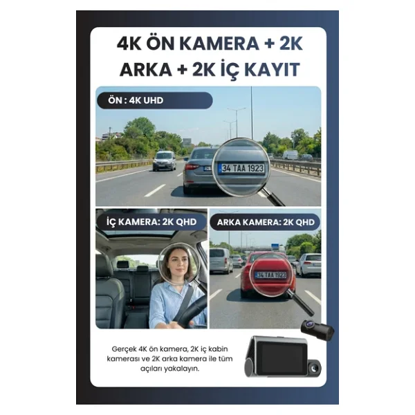 Mieco X18 3 Kameralı Araç Kamerası Seti - Görsel 6