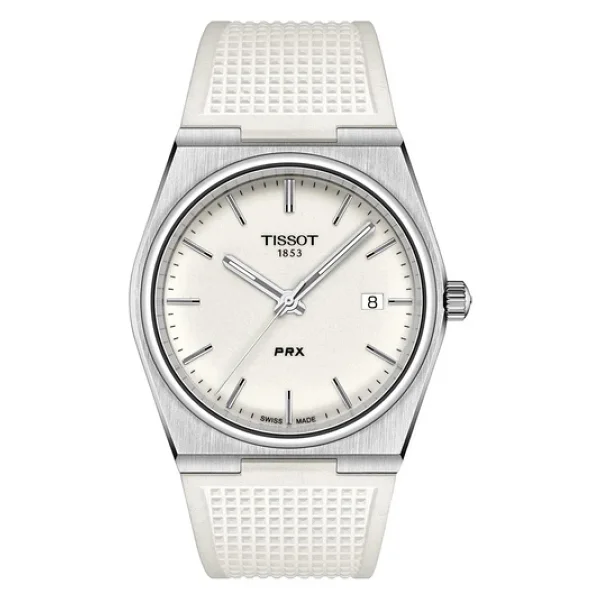 Tissot PRX 40mm T137.410.17.011.00 Beyaz Kauçuk Kordon Erkek Kol Saati - Görsel 5