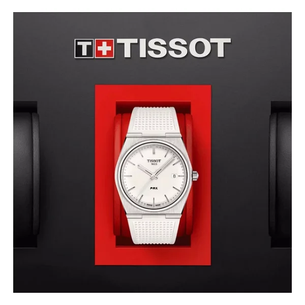 Tissot PRX 40mm T137.410.17.011.00 Beyaz Kauçuk Kordon Erkek Kol Saati - Görsel 7