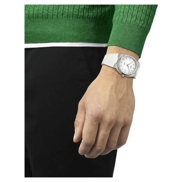 Tissot PRX 40mm T137.410.17.011.00 Beyaz Kauçuk Kordon Erkek Kol Saati - Görsel 6
