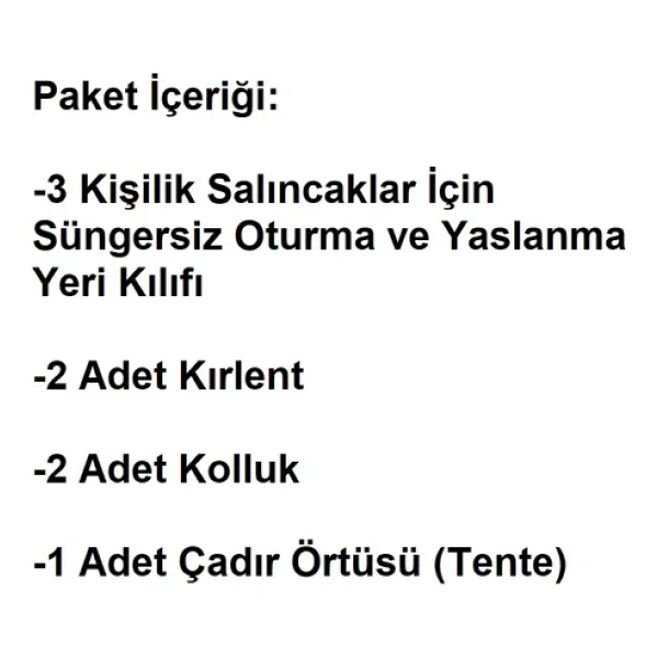 Mandaş Süngersiz 3 Kişilik Salıncak Minder Seti (Pamuklu Kumaş)-Gri Yeni - Görsel 3