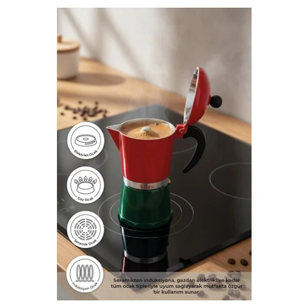 Taşev T1197 Adamo 6 Fincan Moka Pot - Görsel 6