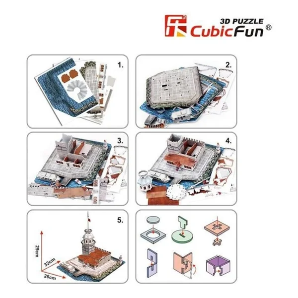 Cubicfun 3d 66 Parça Kız Kulesi Puzzle - Görsel 9