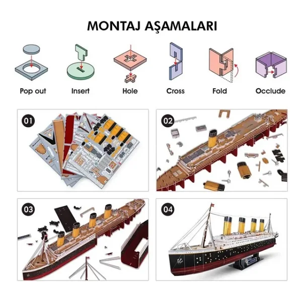 Cubic Fun 3d 266 Parça LED Işıklı Puzzle Titanic - Görsel 5