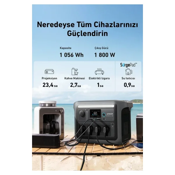 Anker Solix C1000x 1056 Wh 1800 W Taşınabilir Güç Kaynağı - Görsel 4