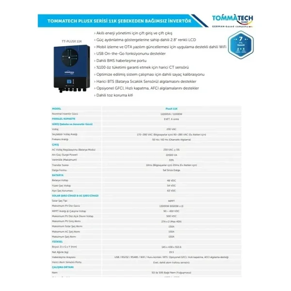 Tommatech C Plusx 11 Kw 48 V Monofaze Akıllı Inverter - Görsel 5