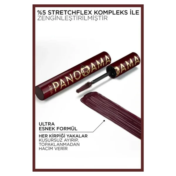L'oreal Paris Panorama Chromatic Hacim Veren Bordeaux Cashmere Maskara - Görsel 8