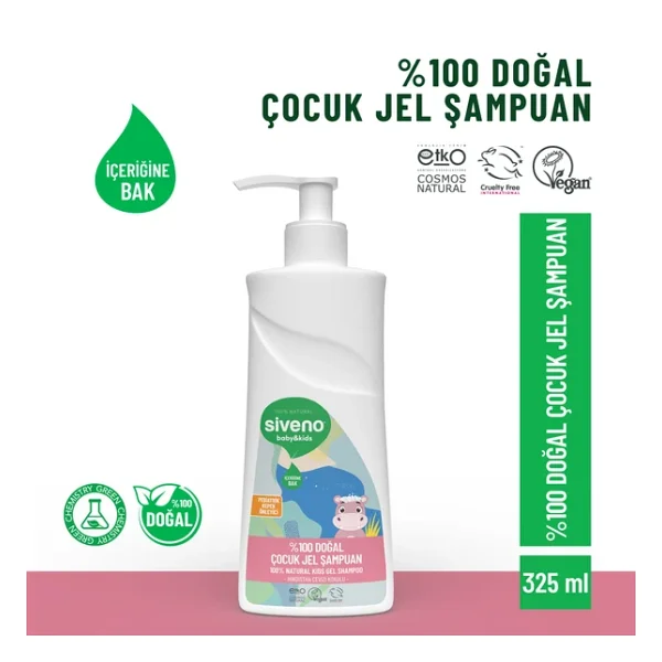 Siveno Doğal Bebek Çocuk Konak Önleyici Jel Şampuan 325 Ml - Görsel 3