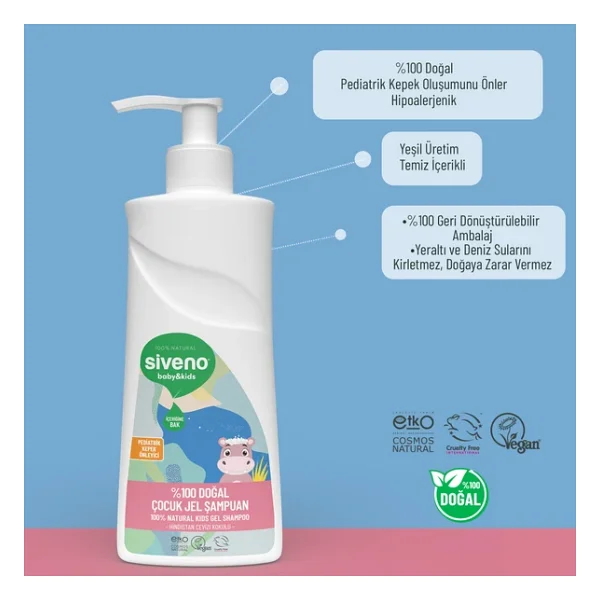 Siveno Doğal Bebek Çocuk Konak Önleyici Jel Şampuan 325 Ml - Görsel 7