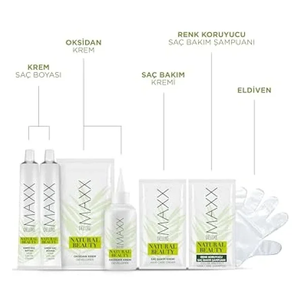 Maxx Deluxe Natural Beauty Amonyaksız Set Saç Boyası 8.1 Küllü Açık Kumral - Görsel 2