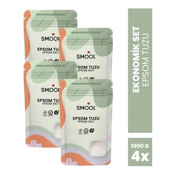 Epsom Tuzu 4'lü Set (4x1000 Gr) İngiliz Tuzu Katkısız, Banyo Tuzu Ayak Banyosu Peeling 4 Kg - Görsel 5