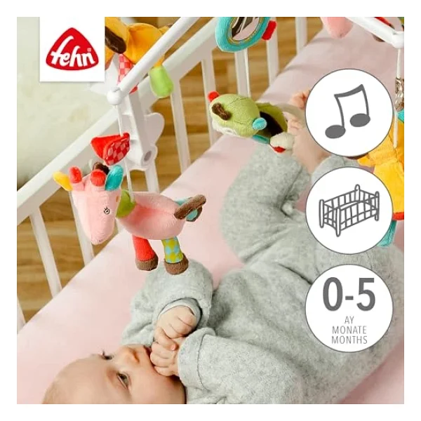 Fehn Müzik Mobil Safari - Sevimli Hayvanlı Bebek Uyku Yardımı - Bebek Mobil Müzik Kutusu Melodi - 0-5 Ay Arası Bebekler İçin Müzik Mobil Bebek Yatağı Oyuncak - Görsel 5