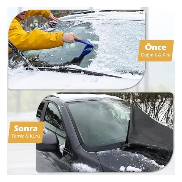 Haegs Buz Ve Kar Önleyici Araç Ön Cam Örtüsü Brandası Ağır Hizmet Tipi 600d Oxford Kumaş Arabalar, Suv'lar, Kamyonetler İçin Oto Ön Cam Koruyucu Güneşlik Don Örtüsü (185x109cm) XL - Gri - Görsel 7