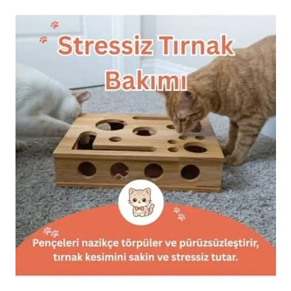 Reyo Pet Kedikür Kedi Tırmalama Ve Oyun Kutusu - Tırnak Törpüleyici İnteraktif Kedi Oyuncağı - Görsel 7