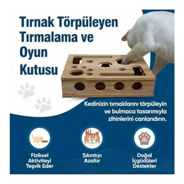Reyo Pet Kedikür Kedi Tırmalama Ve Oyun Kutusu - Tırnak Törpüleyici İnteraktif Kedi Oyuncağı - Görsel 6