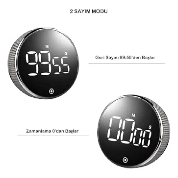 Mutfak Ve Ders Için Dijital Zamanlayıcı, LED Ekranlı, Mıknatıslı, Kronometre, Alarm, Geri Sayım - Görsel 6