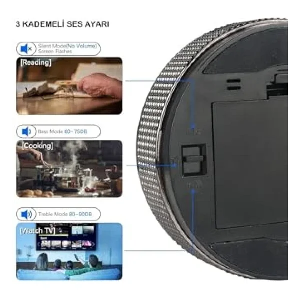 Mutfak Ve Ders Için Dijital Zamanlayıcı, LED Ekranlı, Mıknatıslı, Kronometre, Alarm, Geri Sayım - Görsel 5