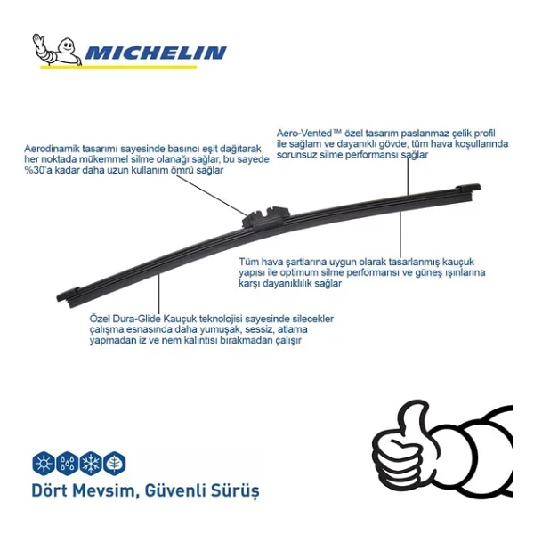Michelin Easycliptm Mcr380 38cm 1 Adet Universal Muz Tipi Arka Silecek - Görsel 4