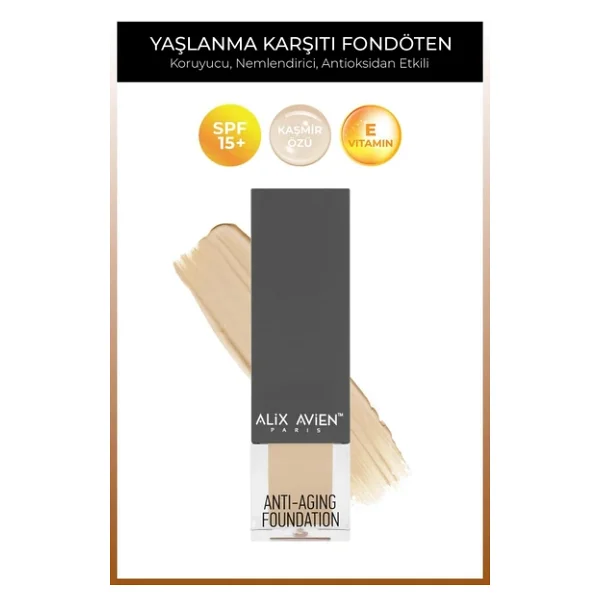 Alix Avien Anti Aging Vitamin İçeren Nemlendirici Spf 15+ 509 Warm Amber 35 Ml Likit Fondöten - Görsel 7