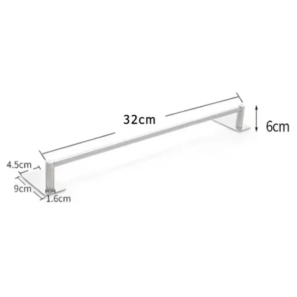 Havluluk Dik Rozetli 32cm Yapışkanlı Paslanmaz Çelik Krom Rengi - Görsel 4